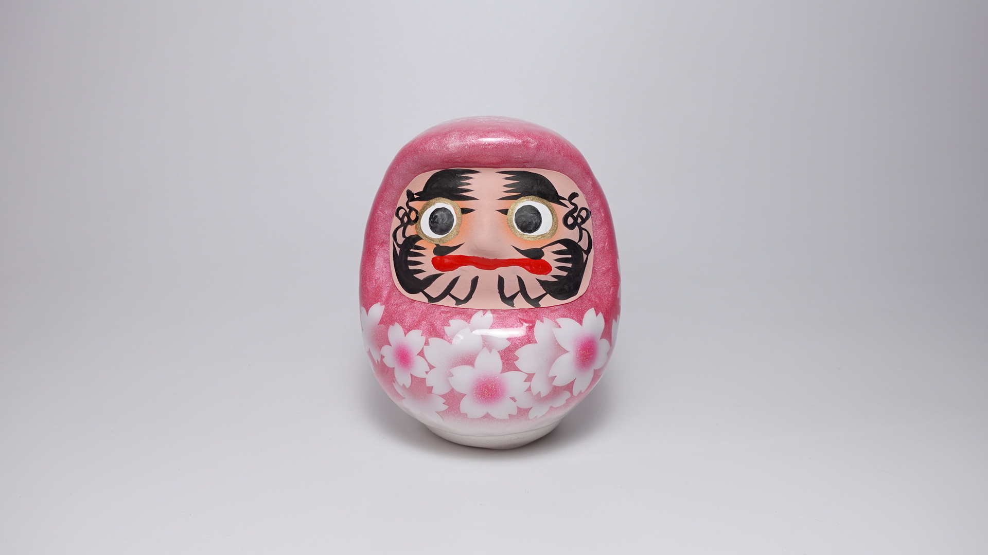 桜咲く つや福だるま　祈祷済み パステルピンク（中）